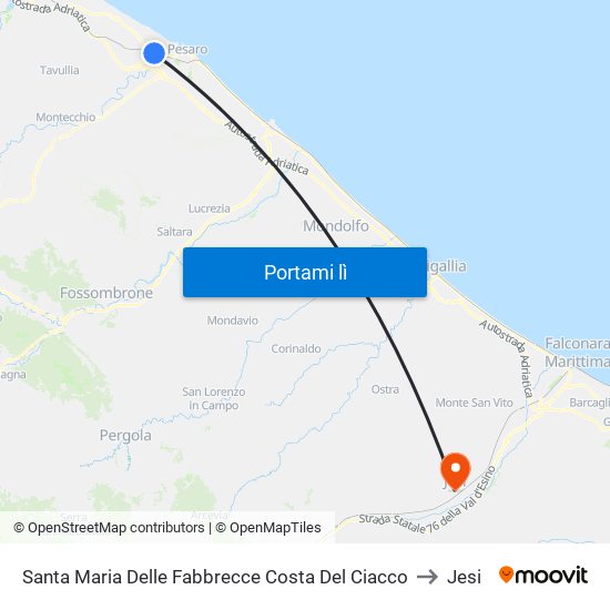 Santa Maria Delle Fabbrecce Costa Del Ciacco to Jesi map