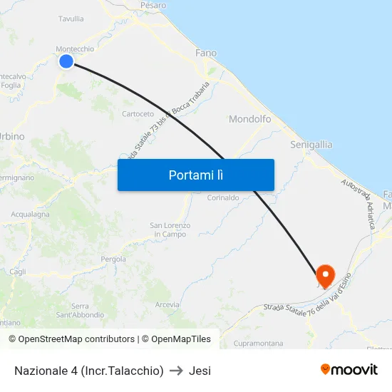 Nazionale 4 (Incr.Talacchio) to Jesi map