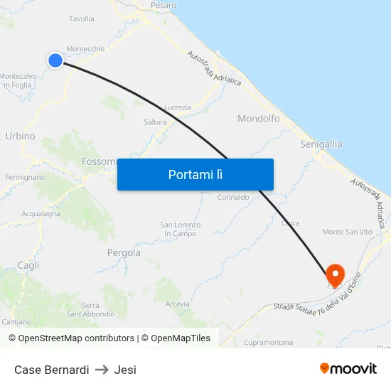 Case Bernardi to Jesi map