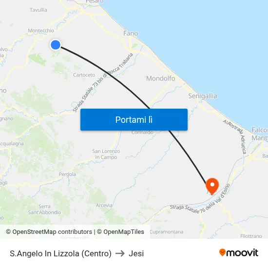 S.Angelo In Lizzola (Centro) to Jesi map