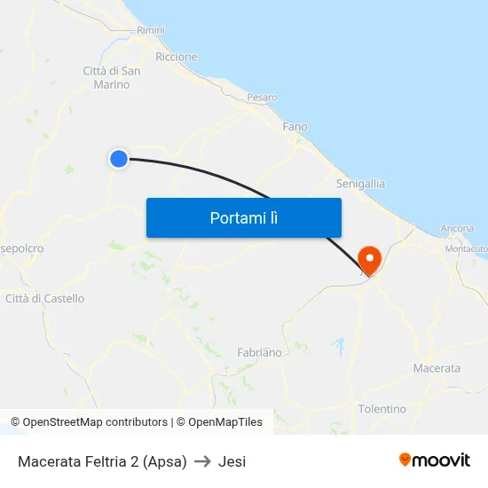 Macerata Feltria 2 (Apsa) to Jesi map