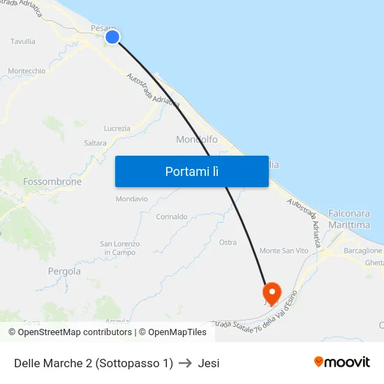 Delle Marche 2 (Sottopasso 1) to Jesi map
