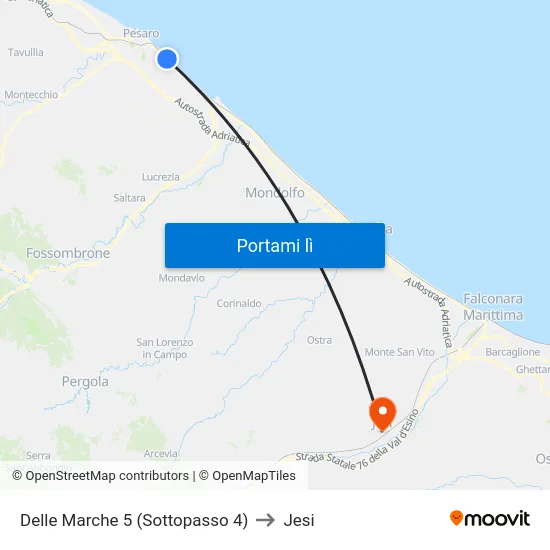 Delle Marche 5 (Sottopasso 4) to Jesi map
