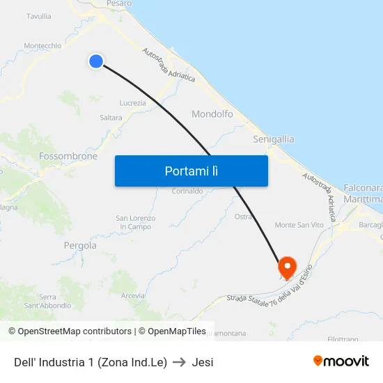 Dell' Industria 1 (Zona Ind.Le) to Jesi map