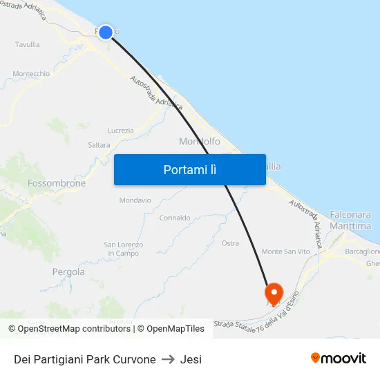 Dei Partigiani Park Curvone to Jesi map