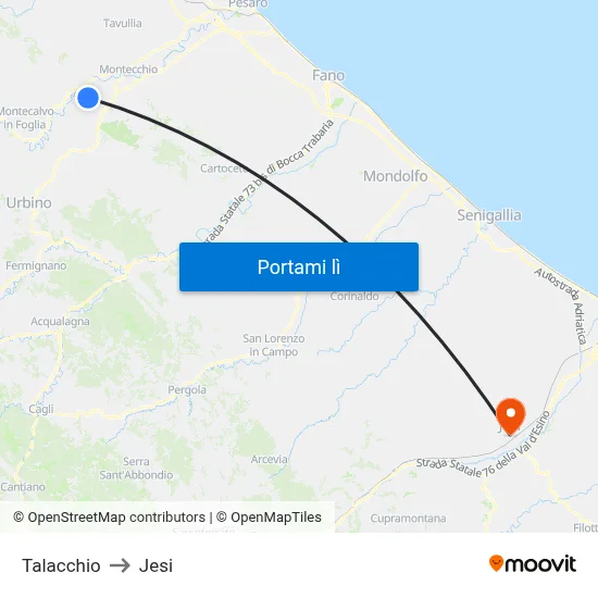 Talacchio to Jesi map