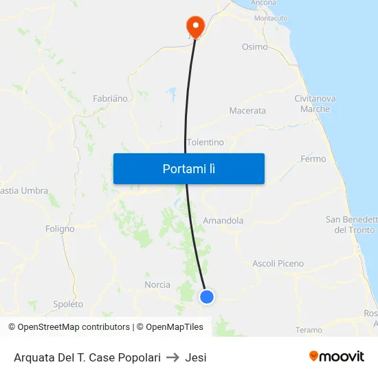 Arquata Del T. Case Popolari to Jesi map