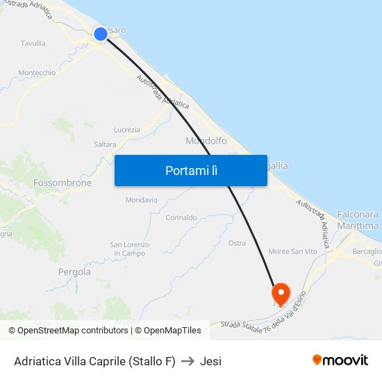 Adriatica Villa Caprile (Stallo F) to Jesi map