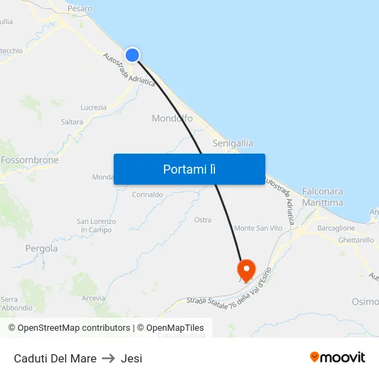 Caduti Del Mare to Jesi map