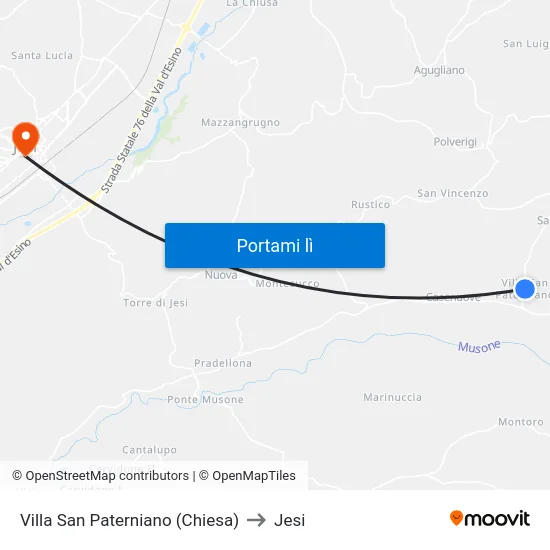 Villa San Paterniano (Chiesa) to Jesi map