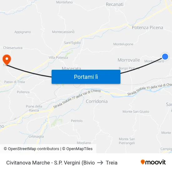 Civitanova Marche - S.P. Vergini (Bivio to Treia map
