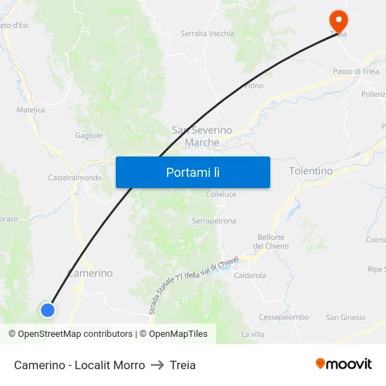 Camerino - Localit Morro to Treia map