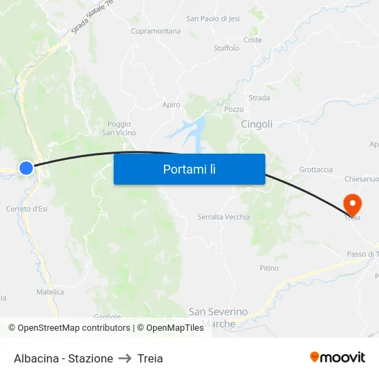 Albacina - Stazione to Treia map