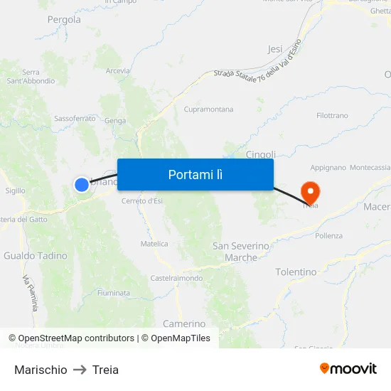 Marischio to Treia map