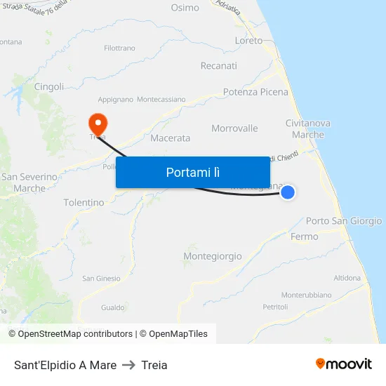 Sant'Elpidio A Mare to Treia map