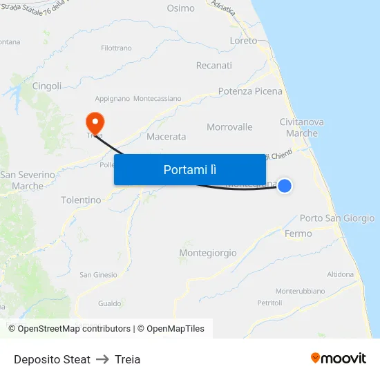 Deposito Steat to Treia map