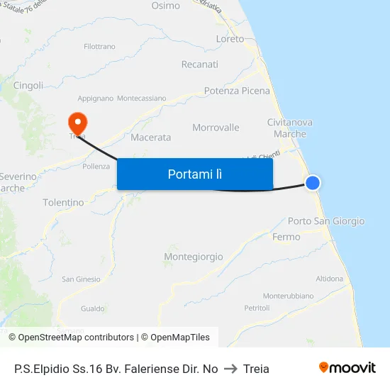 P.S.Elpidio Ss.16 Bv. Faleriense Dir. No to Treia map