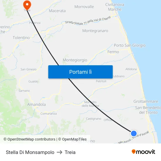 Stella Di Monsampolo to Treia map