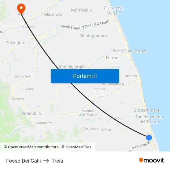 Fosso Dei Galli to Treia map