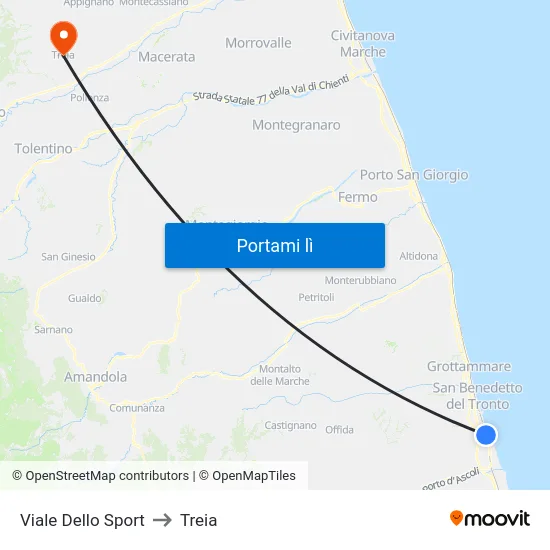 Viale Dello Sport to Treia map