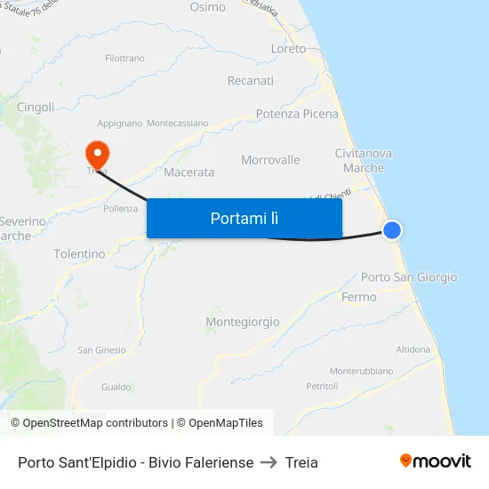 Porto Sant'Elpidio - Bivio Faleriense to Treia map