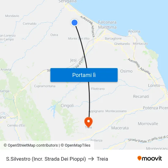 S.Silvestro (Incr. Strada Dei Pioppi) to Treia map