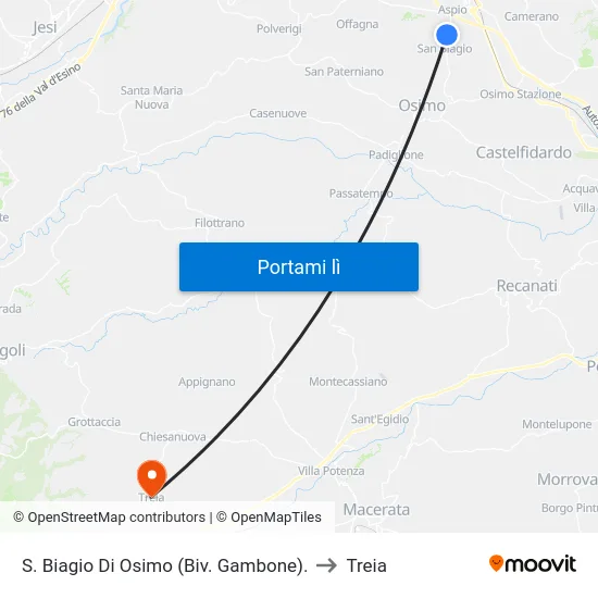 S. Biagio Di Osimo (Biv. Gambone). to Treia map