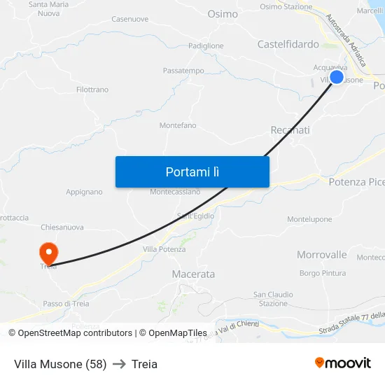 Villa Musone (58) to Treia map