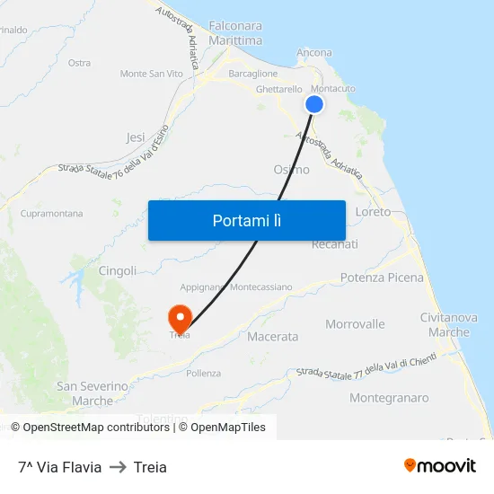 7^ Via Flavia to Treia map