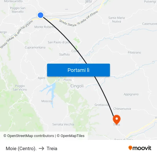 Moie (Centro). to Treia map