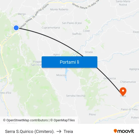 Serra S.Quirico (Cimitero). to Treia map