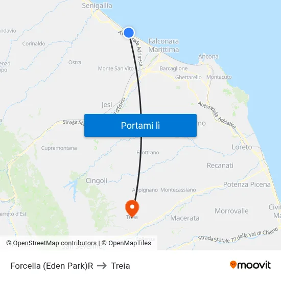 Forcella (Eden Park)R to Treia map