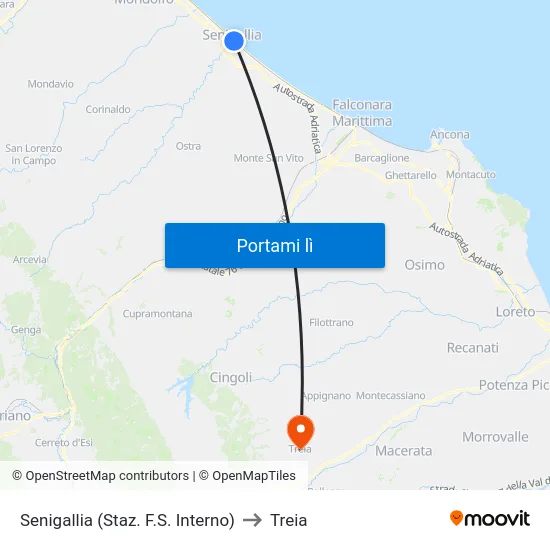 Senigallia (Staz. F.S. Interno) to Treia map