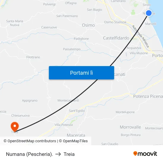Numana (Pescheria). to Treia map