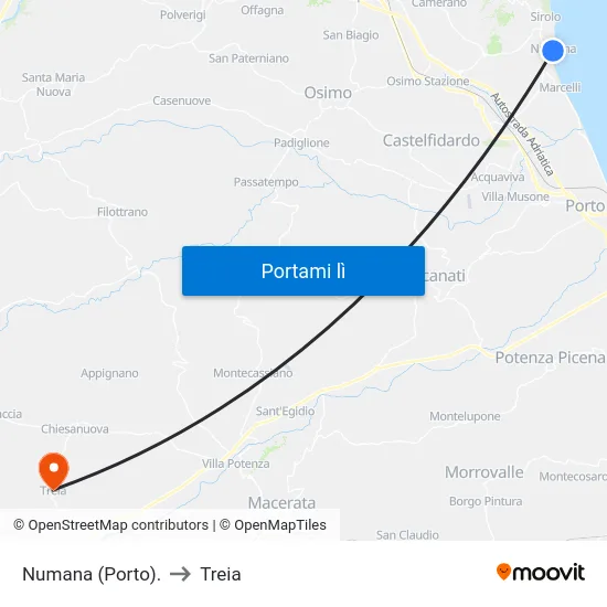 Numana (Porto). to Treia map