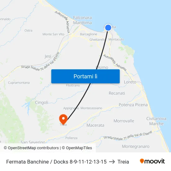 Fermata Banchine / Docks 8-9-11-12-13-15 to Treia map