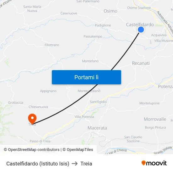 Castelfidardo (Istituto Isis) to Treia map