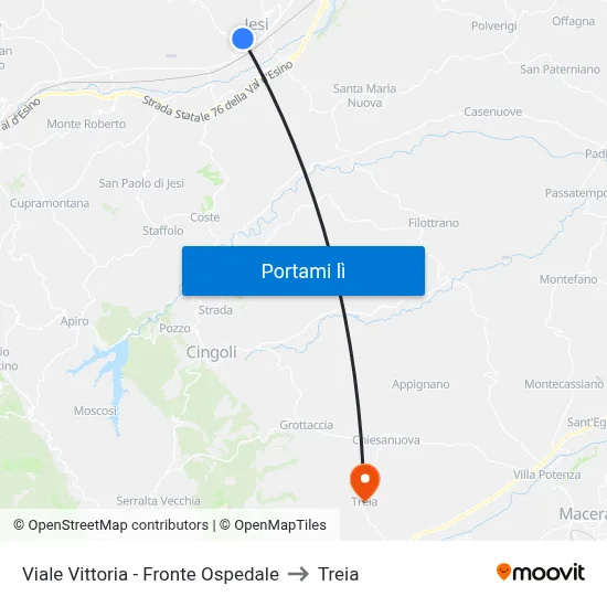 Viale Vittoria - Fronte Ospedale to Treia map