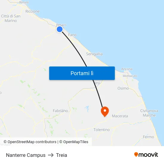 Nanterre Campus to Treia map