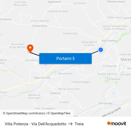 Villa Potenza - Via Dell'Acquedotto to Treia map