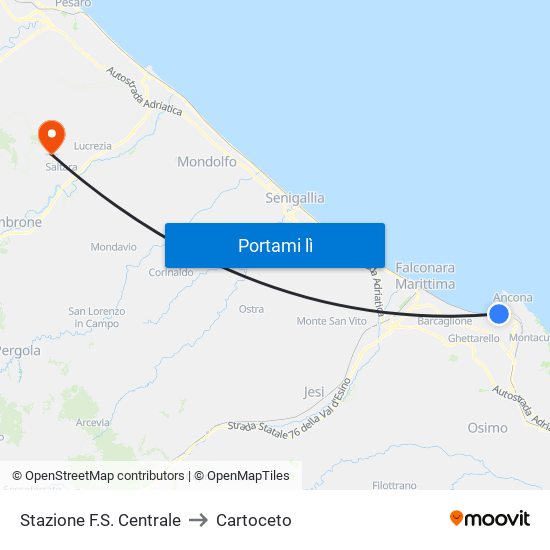 Stazione F.S. (Direz.Periferia) to Cartoceto map