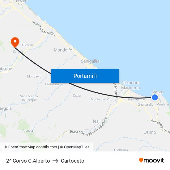 2^ Corso C.Alberto to Cartoceto map