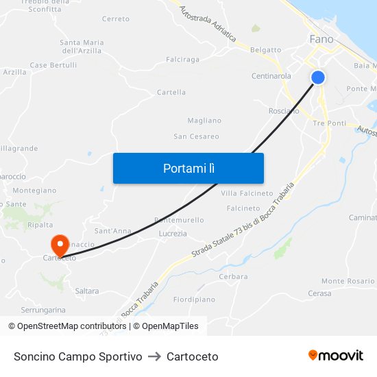 Soncino Campo Sportivo to Cartoceto map