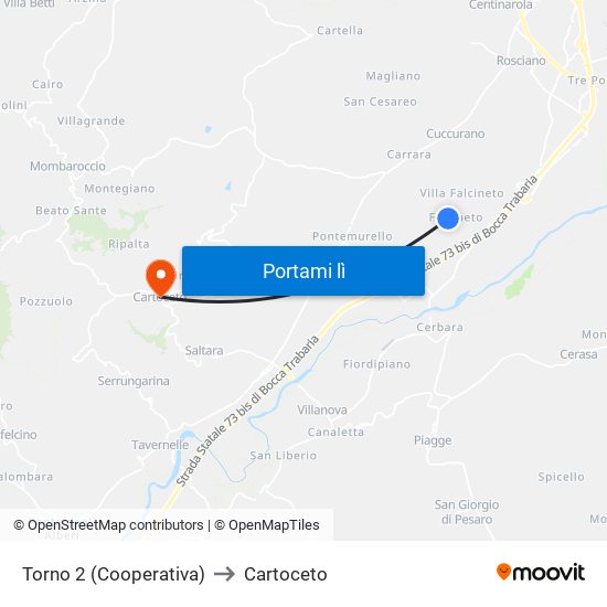 Torno 2 (Cooperativa) to Cartoceto map