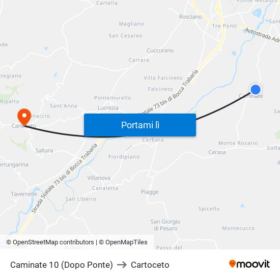 Caminate 10 (Dopo Ponte) to Cartoceto map