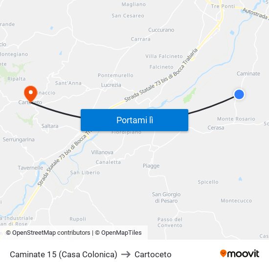 Caminate 15 (Casa Colonica) to Cartoceto map