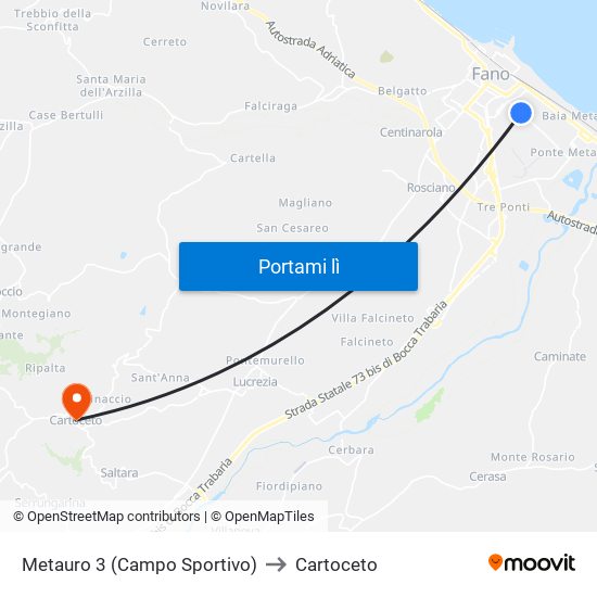 Metauro 3 (Campo Sportivo) to Cartoceto map
