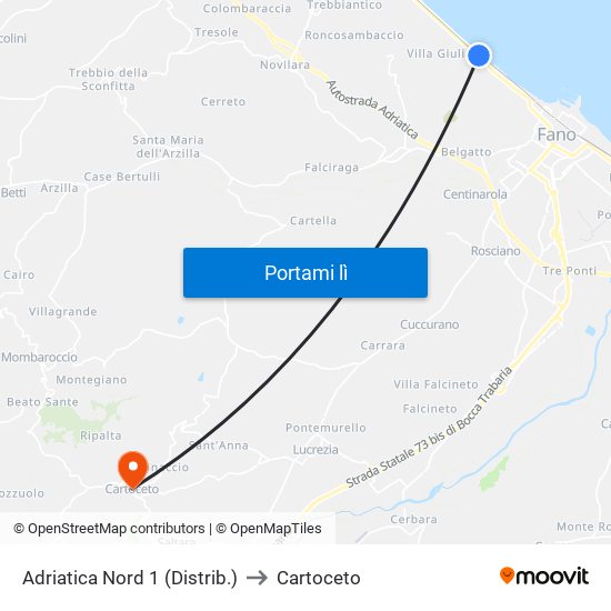 Adriatica Nord  1 (Distrib.) to Cartoceto map