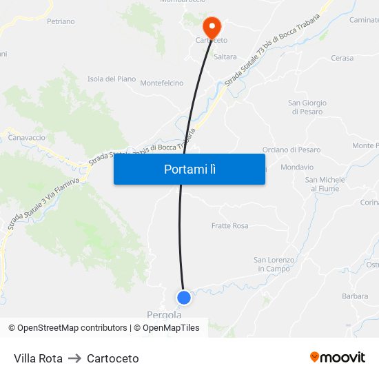 Villa Rota to Cartoceto map