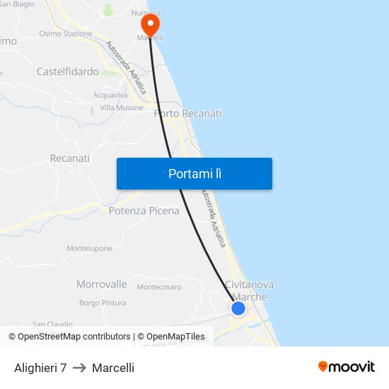 Alighieri 7 to Marcelli map